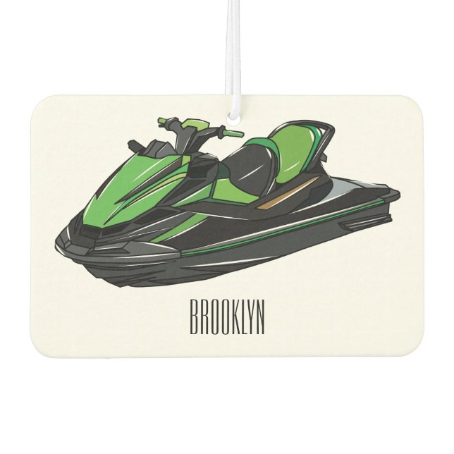 Jet ski cartoon illustration air freshener (Front)