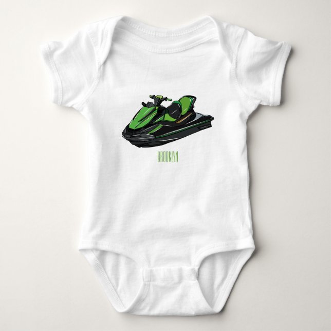 Jet ski cartoon illustration baby bodysuit (Front)