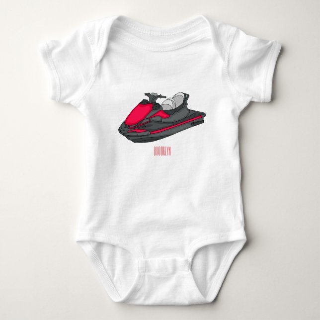 Jet ski cartoon illustration baby bodysuit (Front)