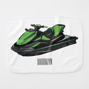 Jet ski cartoon illustration baby burp cloth