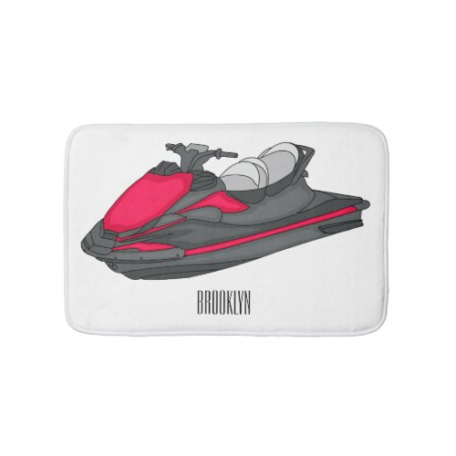 Jet ski cartoon illustration bath mat