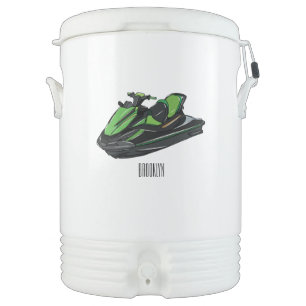 Jet ski cartoon illustration beverage cooler