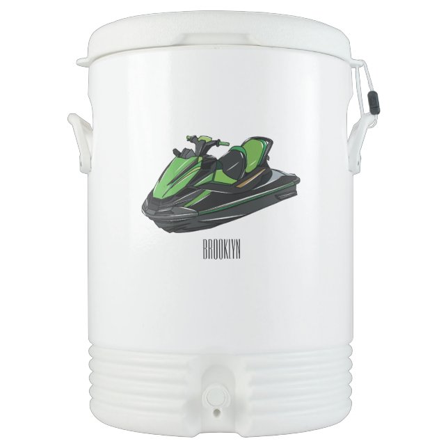 Jet ski cartoon illustration beverage cooler (Front)