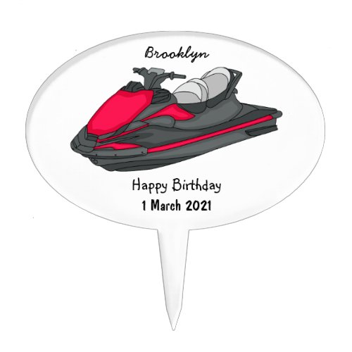 Jet ski cartoon illustration cake topper