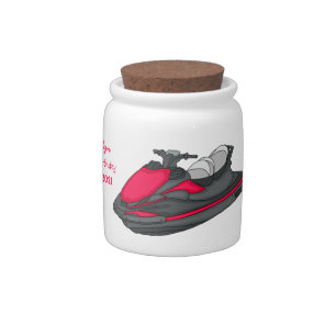 Jet ski cartoon illustration candy jar