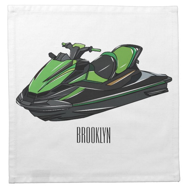 Jet ski cartoon illustration cloth napkin (Front)