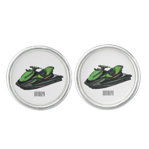 Jet ski cartoon illustration cufflinks