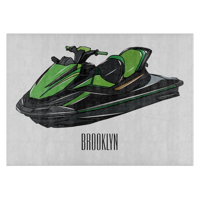 Jet ski cartoon illustration cutting board (Front)