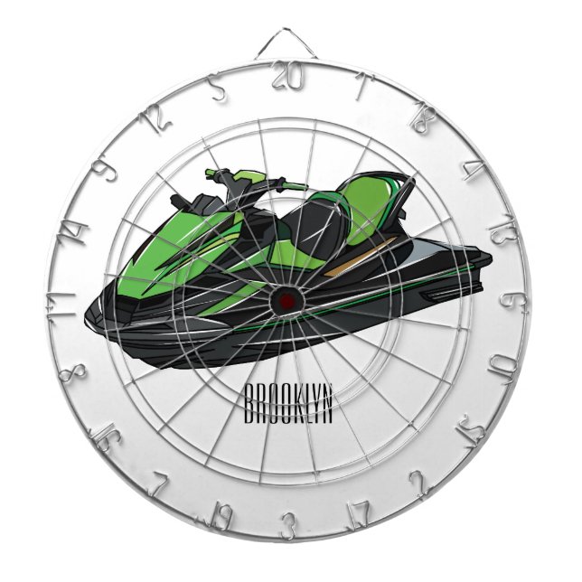 Jet ski cartoon illustration dart board (Front)