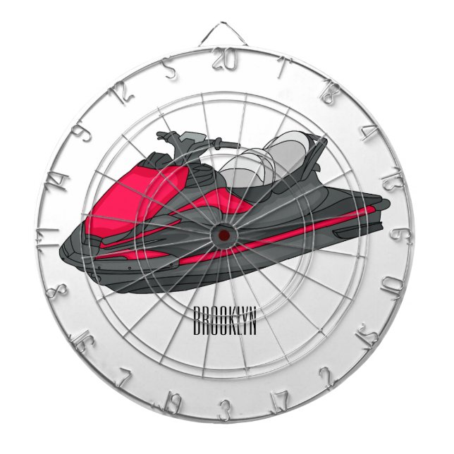 Jet ski cartoon illustration dart board (Front)