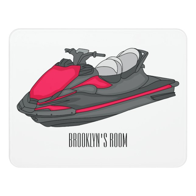 Jet ski cartoon illustration door sign (Contemporary Front)