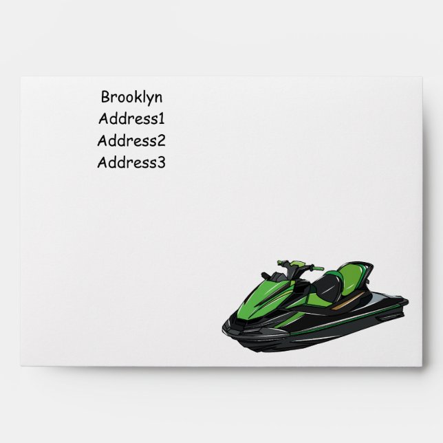 Jet ski cartoon illustration envelope (Front)