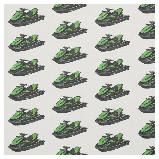 Jet ski cartoon illustration fabric (Swatch)