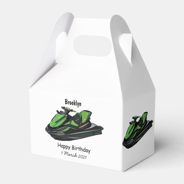 Jet ski cartoon illustration favor boxes (Front Side)