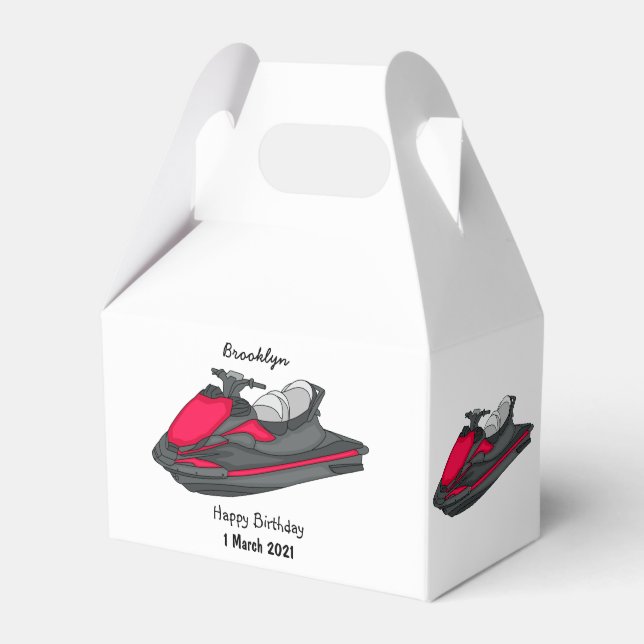 Jet ski cartoon illustration favor boxes (Front Side)