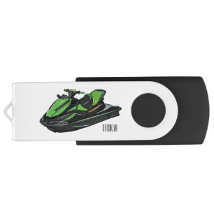 Jet ski cartoon illustration flash drive