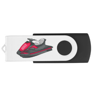 Jet ski cartoon illustration flash drive