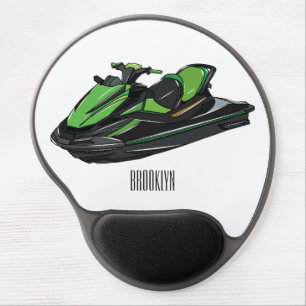 Jet ski cartoon illustration gel mouse pad