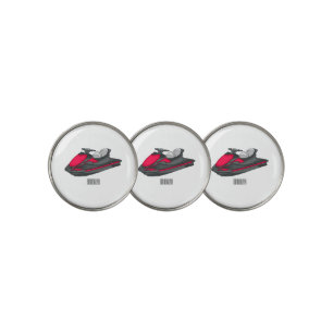 Jet ski cartoon illustration golf ball marker