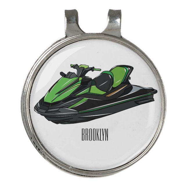 Jet ski cartoon illustration golf hat clip (Front)