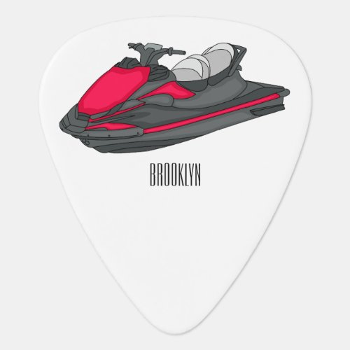 Jet ski cartoon illustration guitar pick