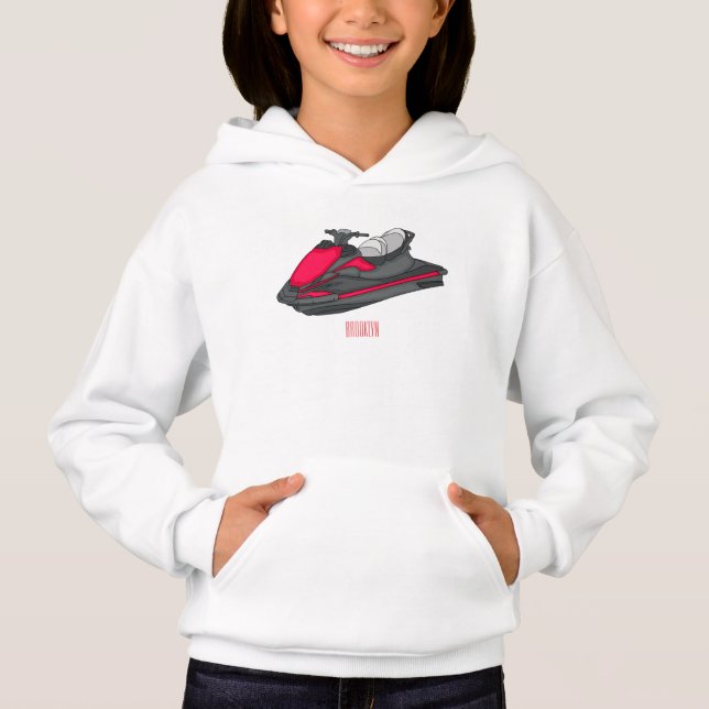 Jet ski cartoon illustration hoodie (Front)
