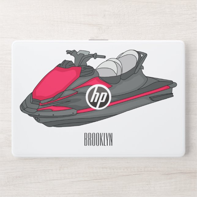 Jet ski cartoon illustration HP laptop skin (Front)