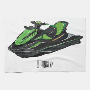 Jet ski cartoon illustration kitchen towel