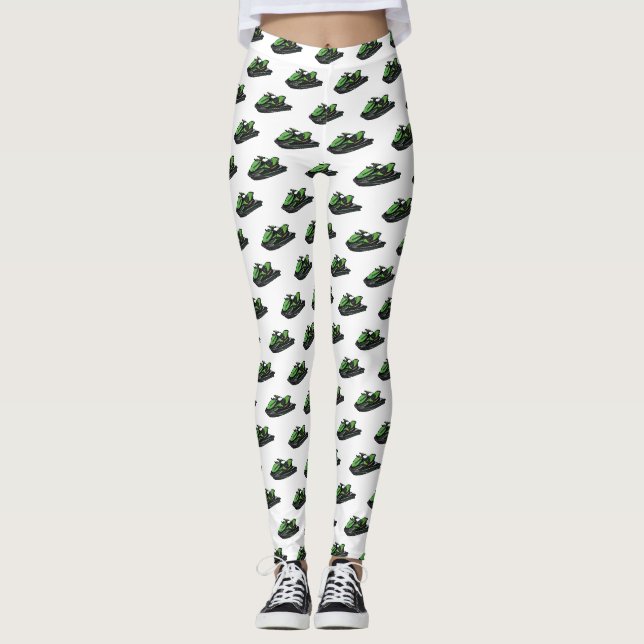 Jet ski cartoon illustration leggings (Front)