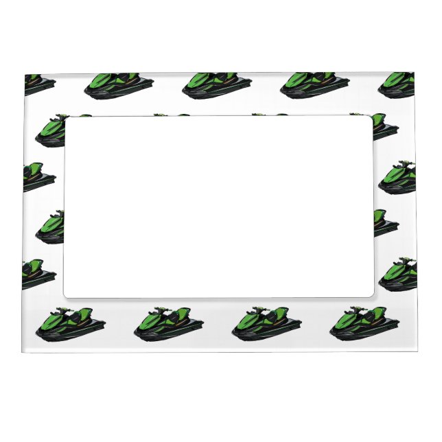 Jet ski cartoon illustration magnetic frame (Front)