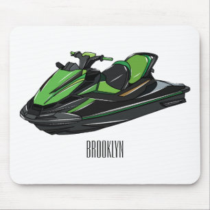 Jet ski cartoon illustration mouse pad