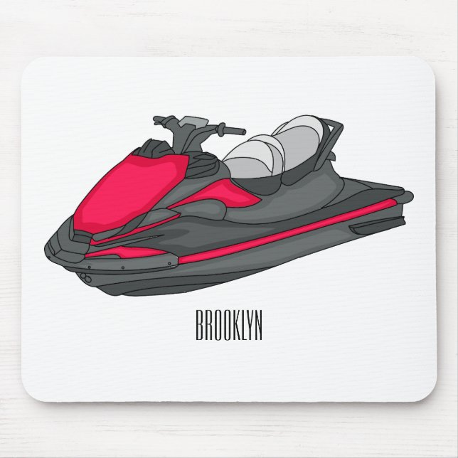 Jet ski cartoon illustration mouse pad (Front)