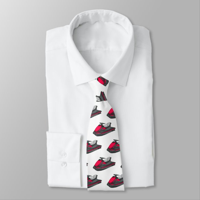 Jet ski cartoon illustration neck tie (Tied)