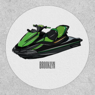 Jet ski cartoon illustration patch