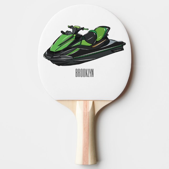 Jet ski cartoon illustration ping pong paddle (Front)