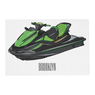 Jet ski cartoon illustration placemat