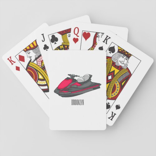 Jet ski cartoon illustration playing cards