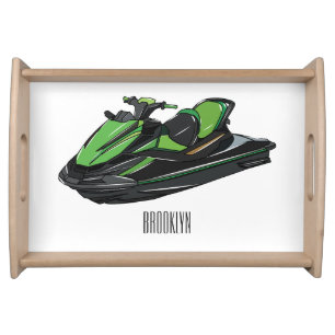 Jet ski cartoon illustration serving tray