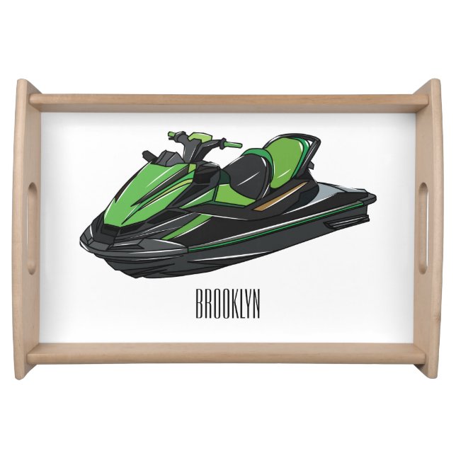 Jet ski cartoon illustration serving tray (Front)