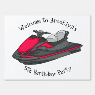 Jet ski cartoon illustration  sign