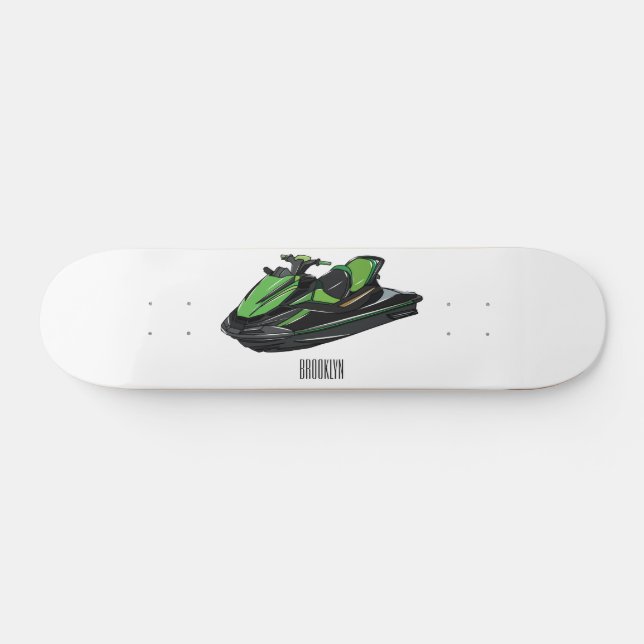 Jet ski cartoon illustration skateboard (Horz)