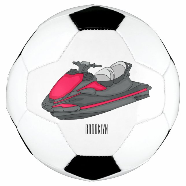 Jet ski cartoon illustration soccer ball (Front)