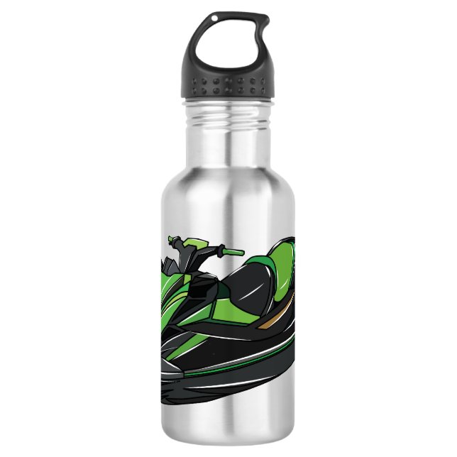 Jet ski cartoon illustration stainless steel water bottle (Front)