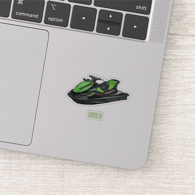 Jet ski cartoon illustration sticker (Detail)