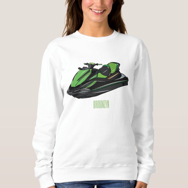 Jet ski cartoon illustration sweatshirt (Front)
