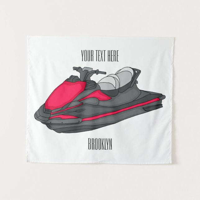 Jet ski cartoon illustration  tapestry (Front (Horizontal))