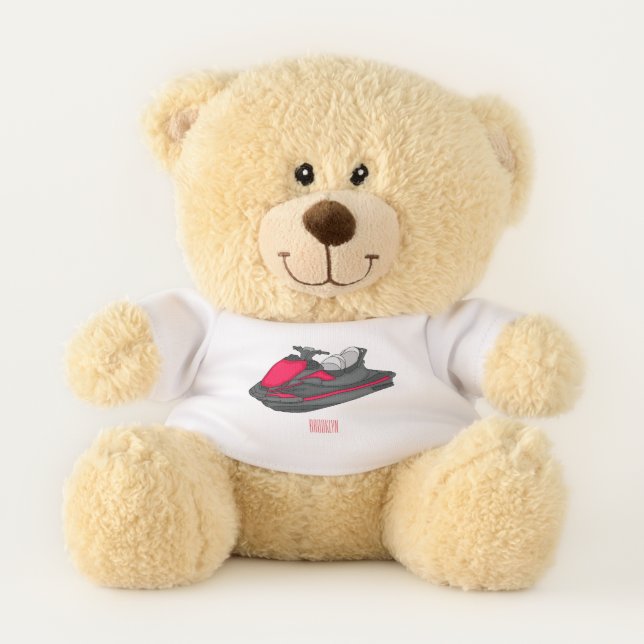 Jet ski cartoon illustration teddy bear (Front)