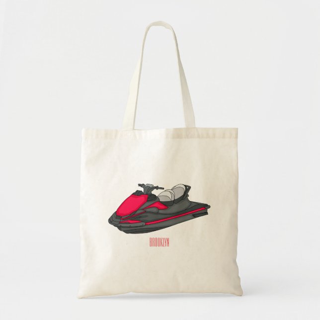 Jet ski cartoon illustration tote bag (Front)