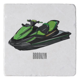 Jet ski cartoon illustration trivet