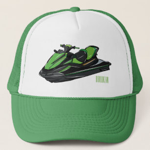 Jet ski cartoon illustration trucker hat